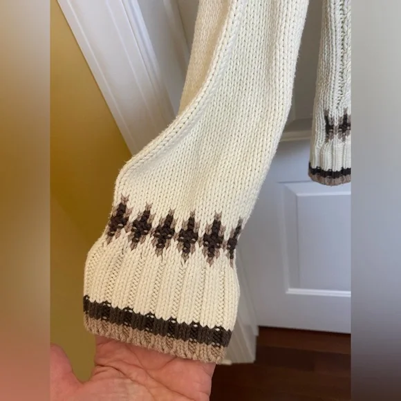 Lands' End shawl collar cable-knit cardigan sweater snowflake pattern Women’s L - Picture 10 of 10